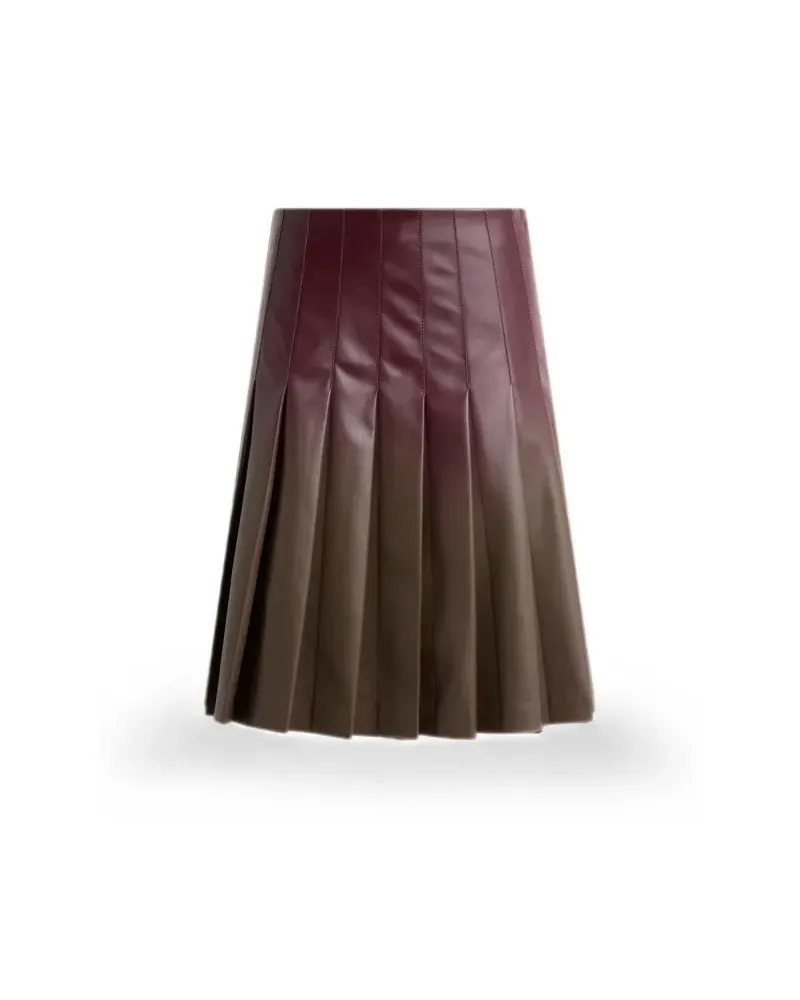 Etro short pleated-skirt in degradé-leather - Braun Braun