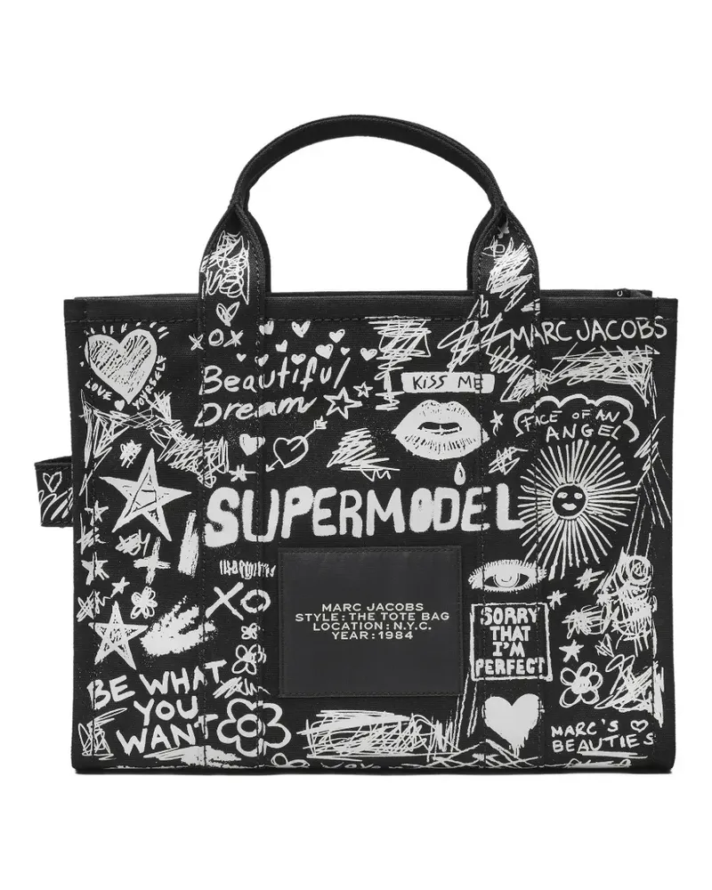 Marc Jacobs The Medium Punk Scribble Canvas-Tote Bag - Schwarz Schwarz