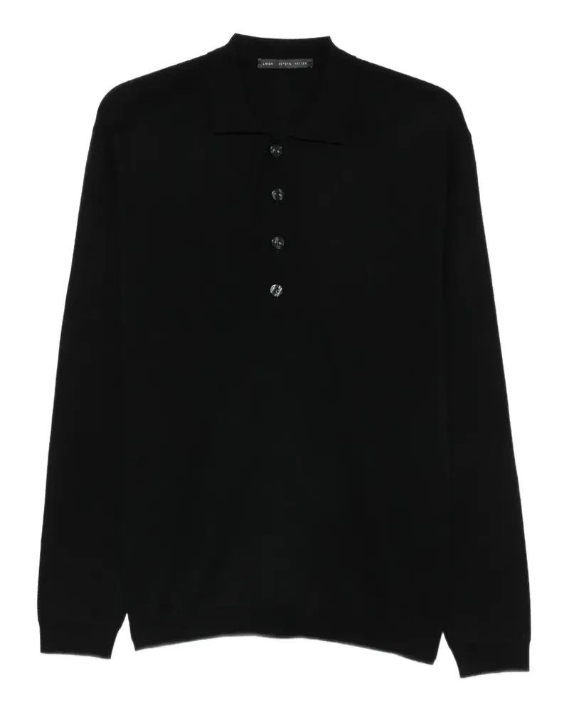 Low Brand Langärmeliges Poloshirt - Schwarz Schwarz