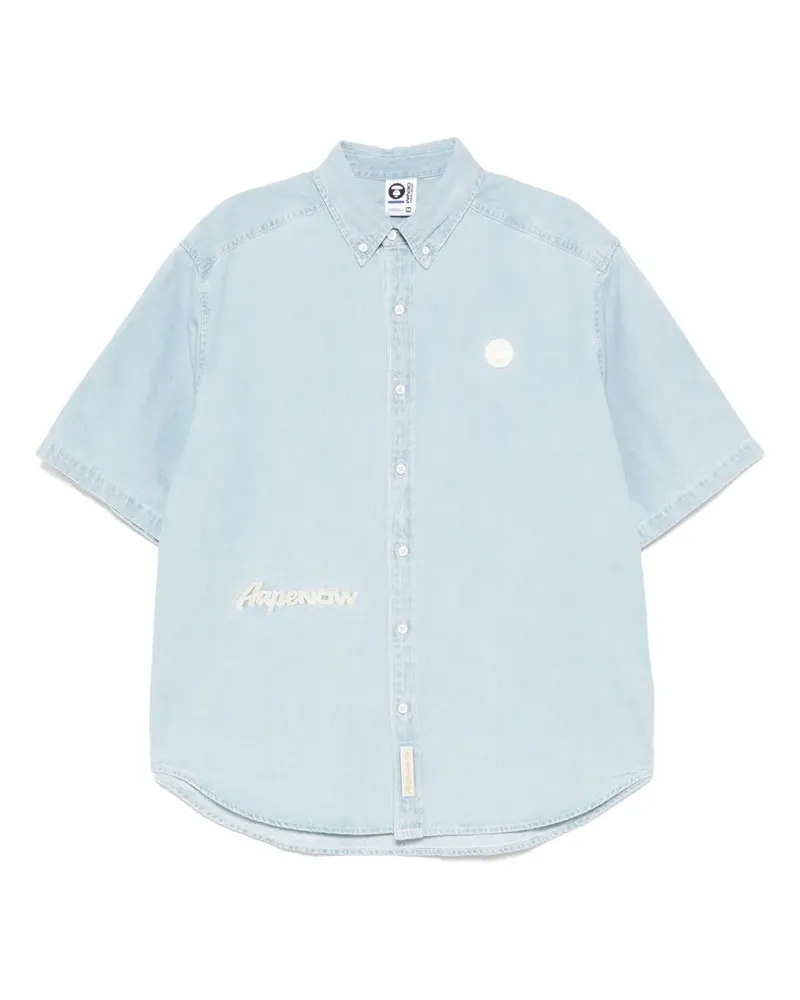 BAPE Jeanshemd mit Logo-Patch - Blau Blau