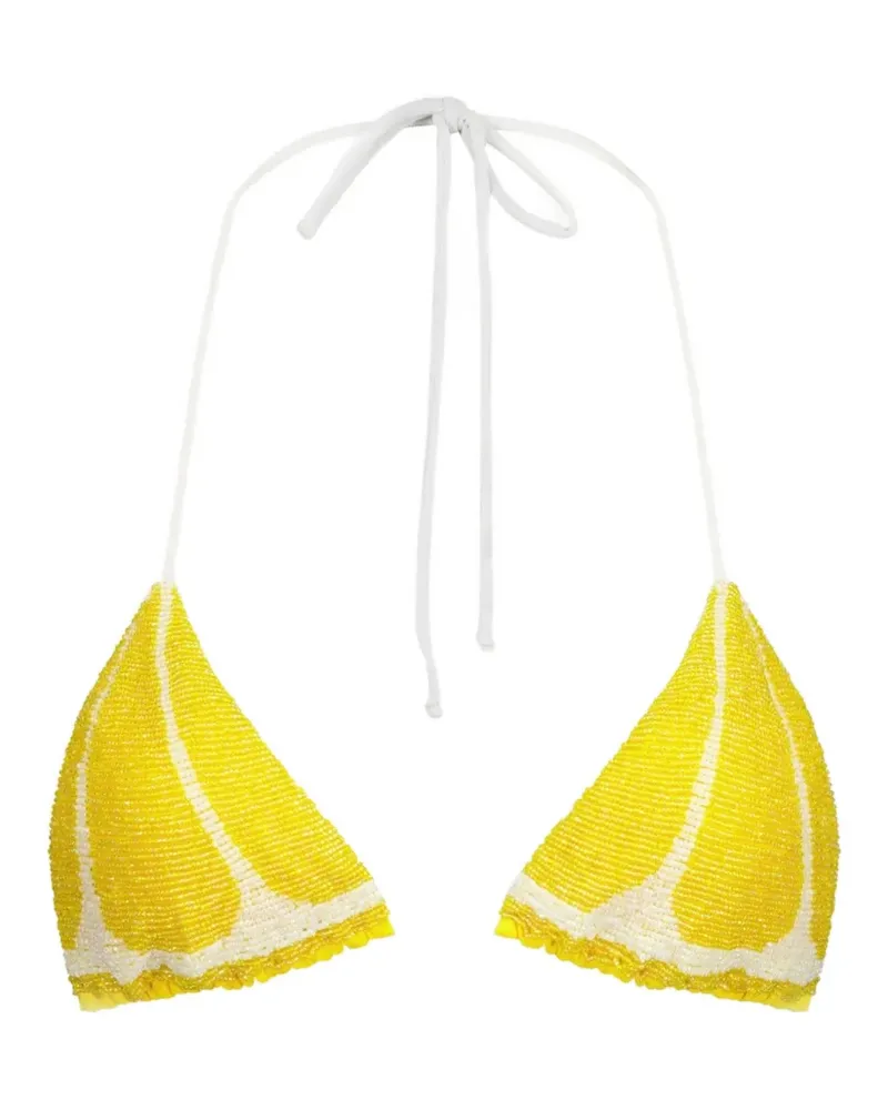 Leslie Amon Lemon Slice beaded lemon-slice bikini top - Gelb Gelb