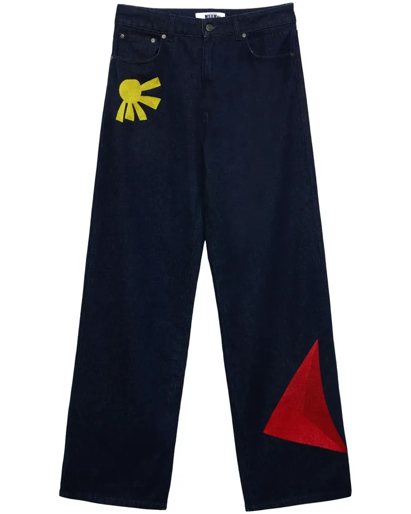 MSGM Bestickte Jeans - Blau Blau