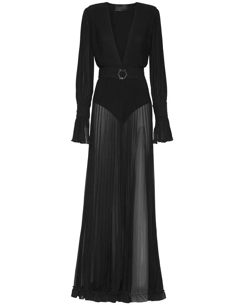 Philipp Plein Kleid mit Falten - Schwarz Schwarz