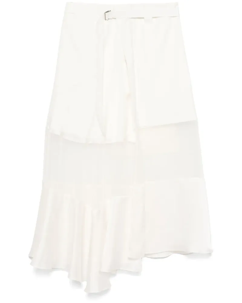 Sacai Asymmetrischer Midirock - Weiß Weiß