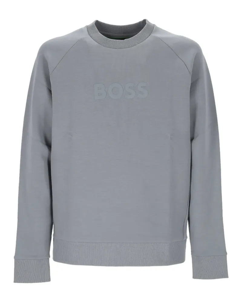 HUGO BOSS Sweatshirt mit Rundhalsausschnitt und gestepptem Logo - Grau Grau