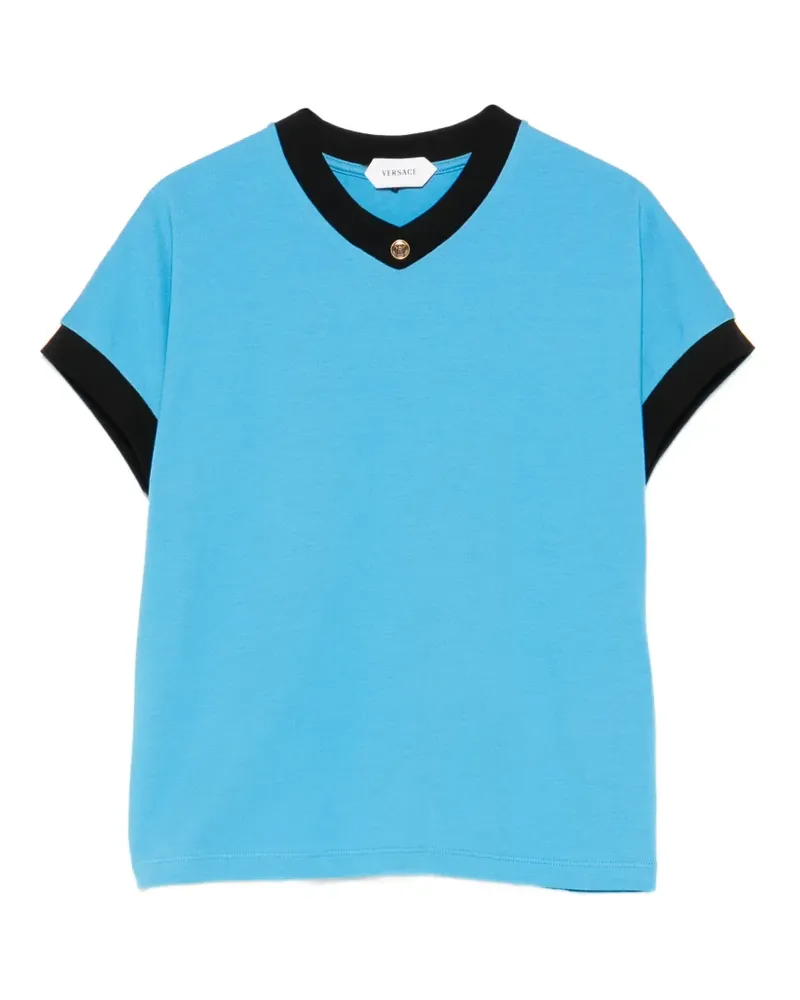 Versace trim-detail T-shirt - Blau Blau