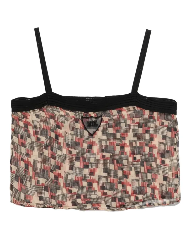 BODE Quadrille square-neck top - Nude Nude