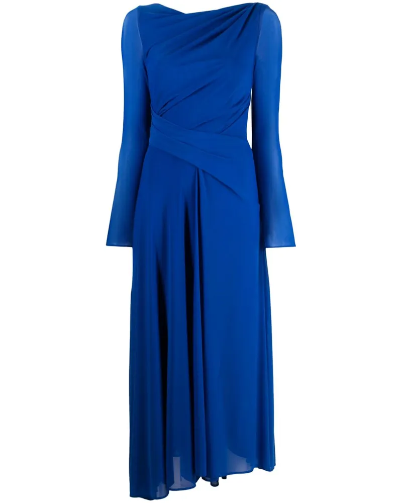 Talbot Runhof Gerafftes Abendkleid mit langen Ärmeln - Blau Blau
