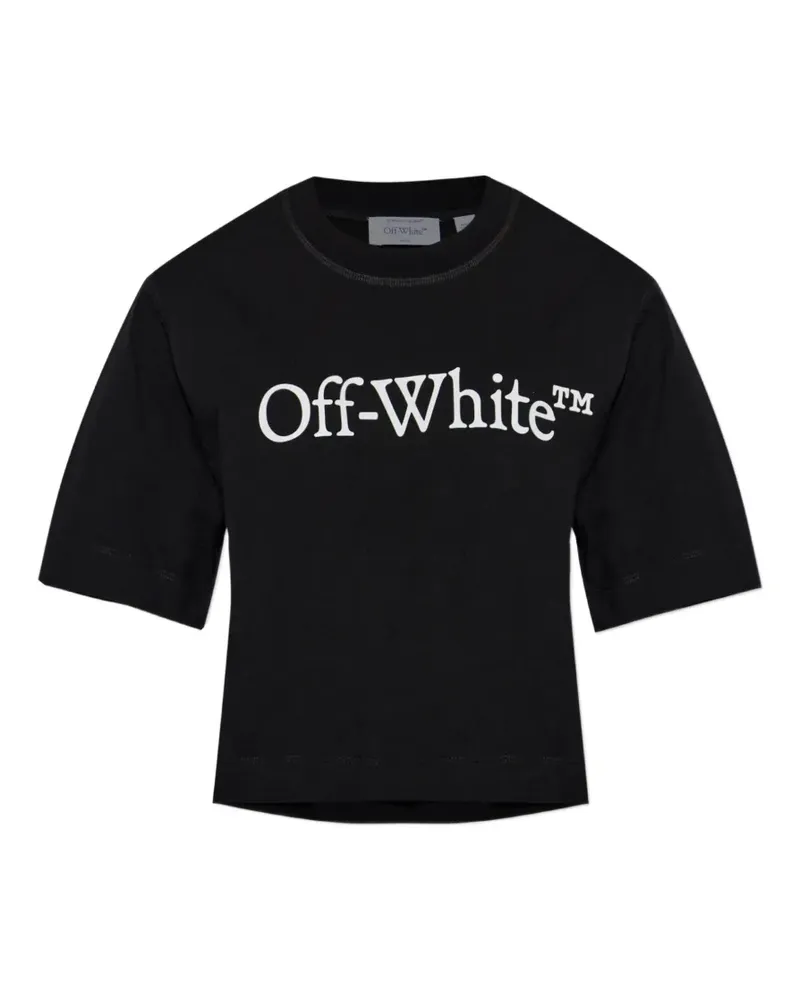 OFF-WHITE logo-print cropped T-shirt - Schwarz Schwarz