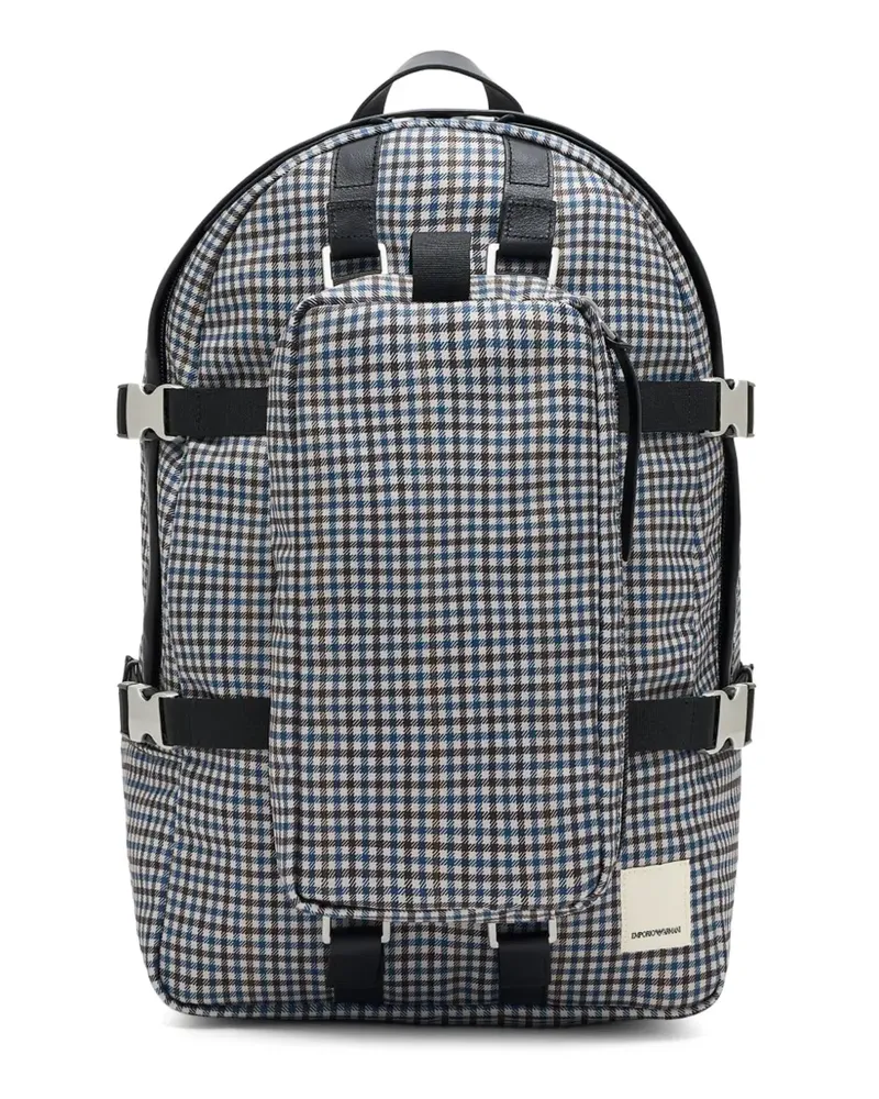 Emporio Armani ASV Eagle Club checkered backpack - Nude Nude