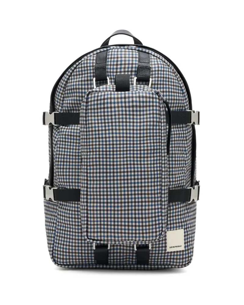 Emporio Armani ASV Eagle Club checkered backpack - Nude Nude