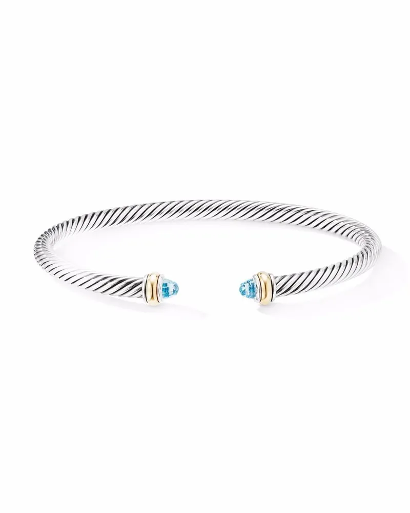 David Yurman 18kt Classic Cable Gelbgold- und Sterlingsilberarmband mit blauem Topas 4mm Silber