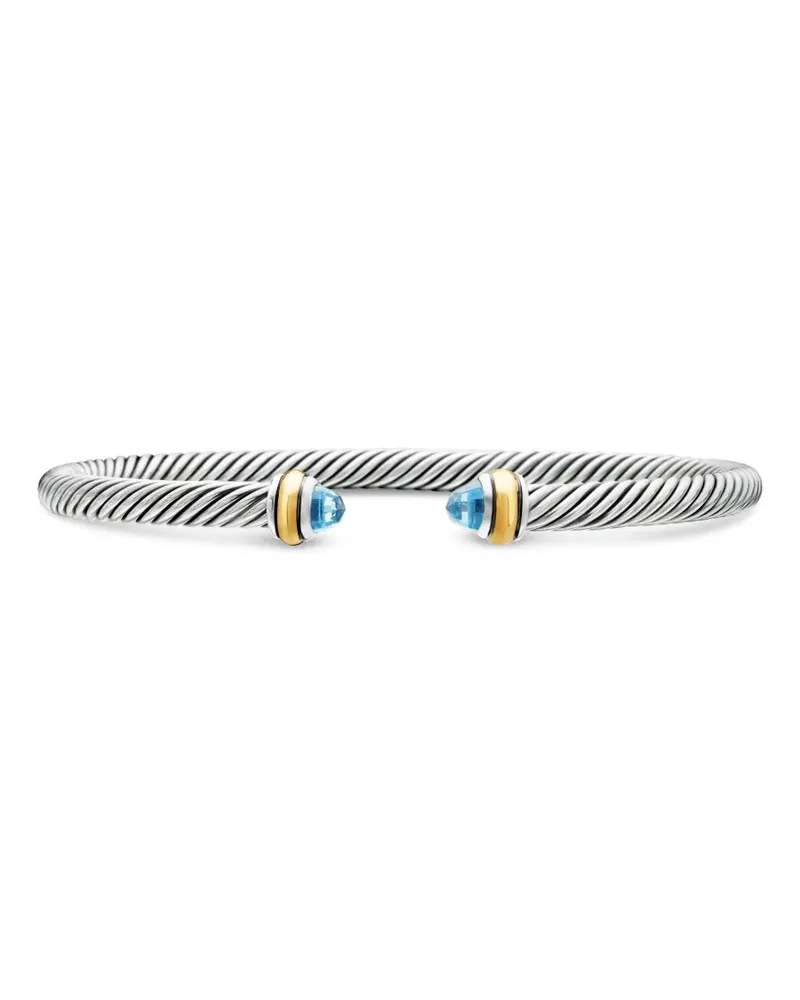 David Yurman 18kt Classic Cable Gelbgold- und Sterlingsilberarmband mit blauem Topas 4mm Silber
