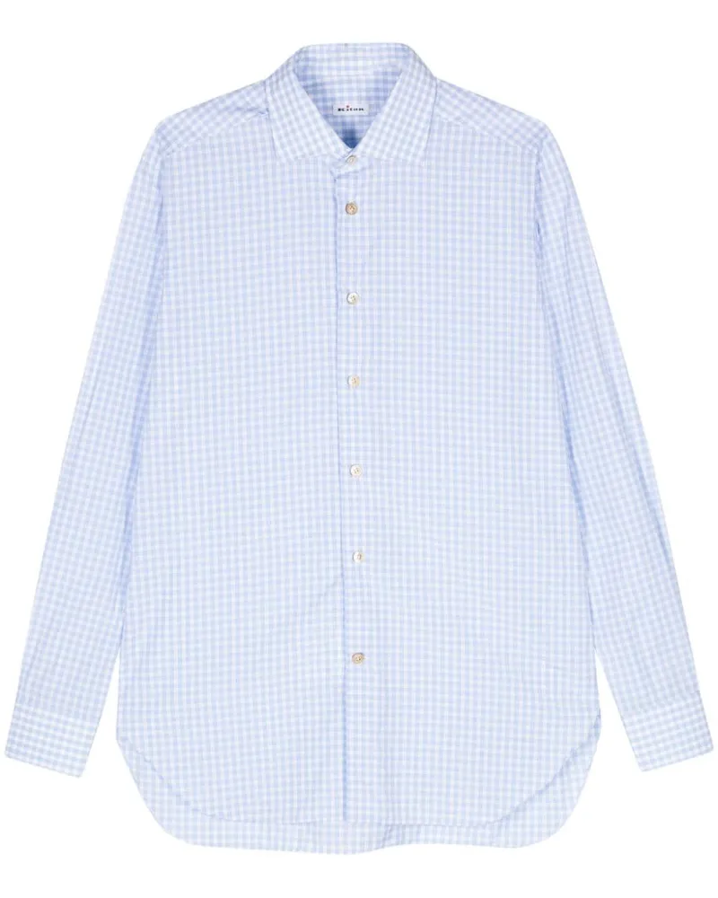 Kiton Hemd mit Vichy-Karomuster Blau