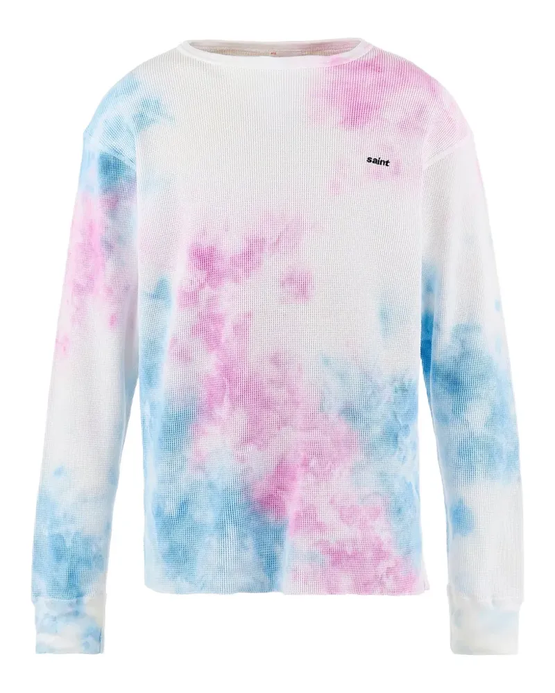 SAINT MXXXXXX Tharmal Waffelstrick-T-Shirt mit Batikmuster - Weiß Weiß