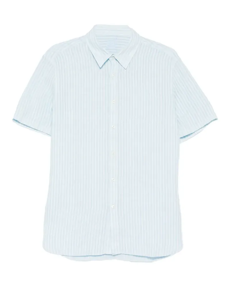 120% Lino Gestreiftes Hemd - Blau Blau