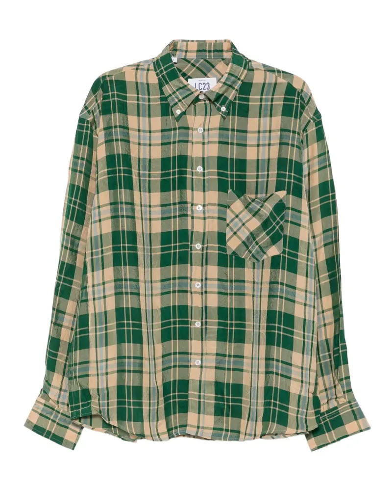 LC23 check-pattern button-down shirt - Grün Grün
