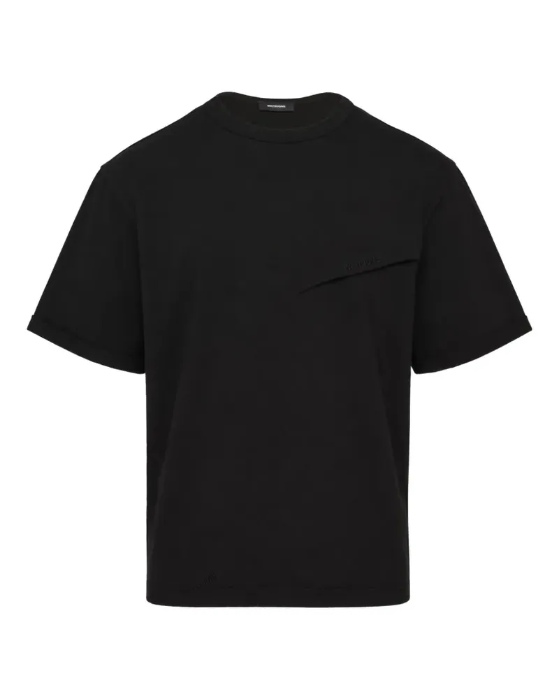 WE 11 DONE logo-patch pin-tucked T-shirt - Schwarz Schwarz