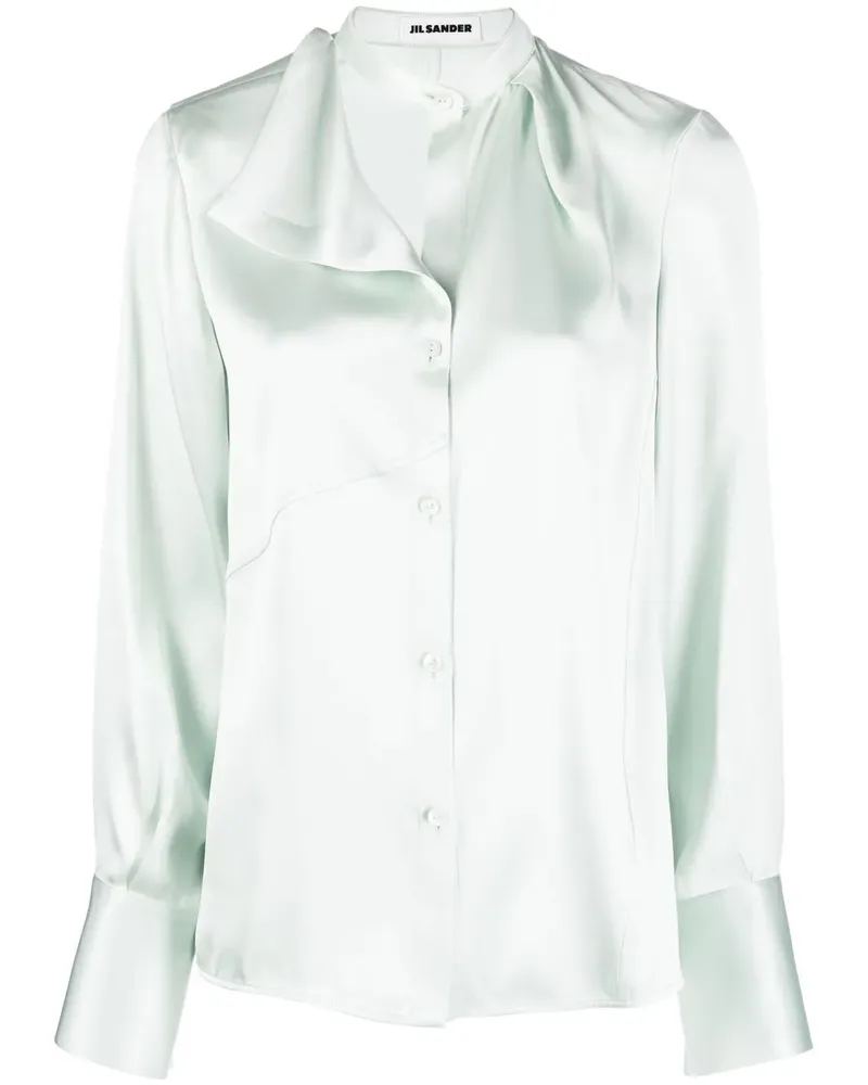 Jil Sander Asymmetrische Seidenbluse - Grün Grün