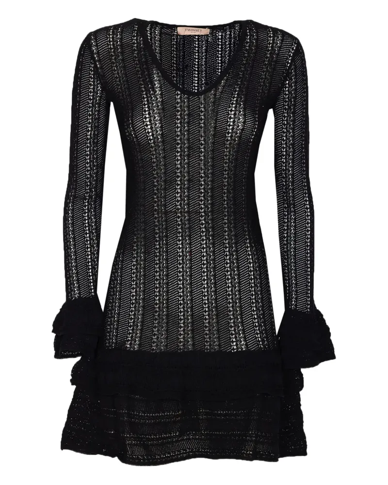 Twin-Set Minikleid mit Lochmuster - Schwarz Schwarz