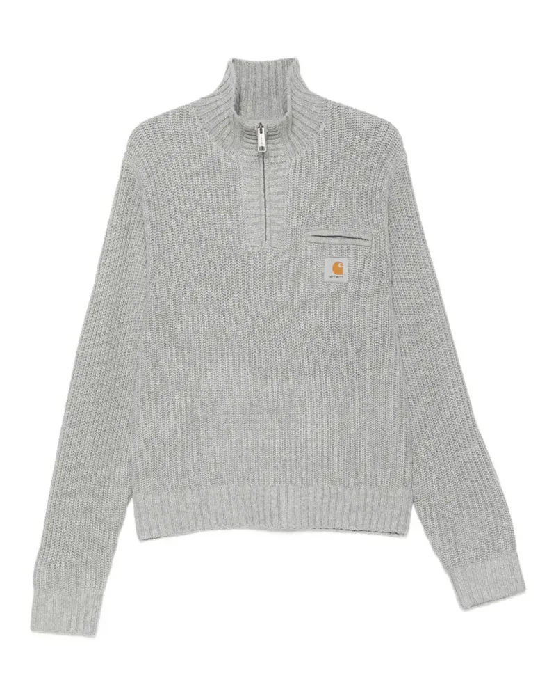 Carhartt WIP Gerippter Detroit Pullover mit kurzem Reißverschluss - Grau Grau