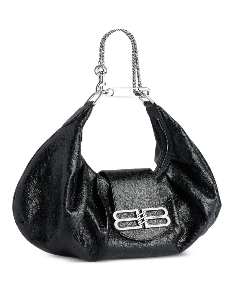 Balenciaga Pamela Schultertasche mit Knitteroptik - Schwarz Schwarz