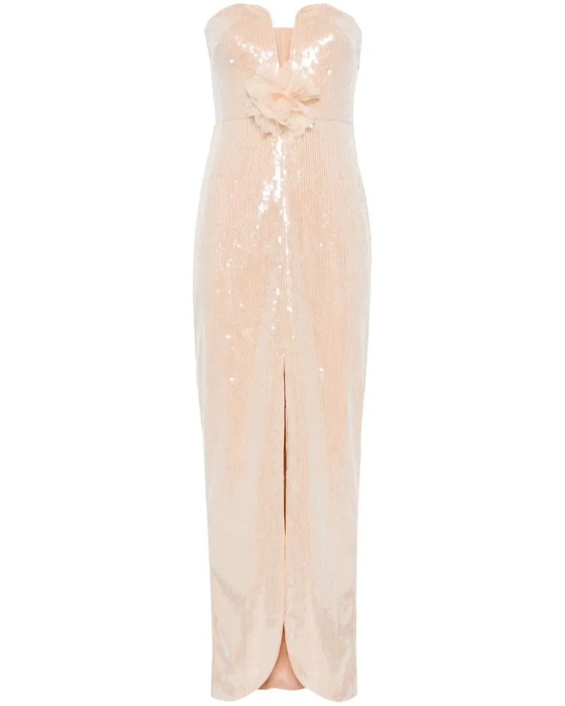 Self-Portrait Maxikleid mit Pailletten - Nude Nude