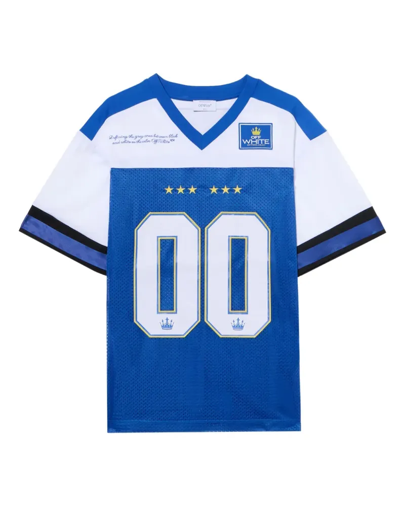 OFF-WHITE 00 Royal Mesh Football Logo T-Shirt - Blau Blau