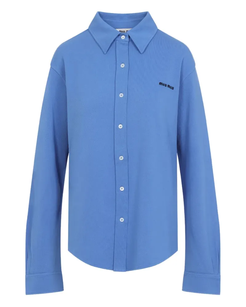 Miu Miu Hemd mit Logo-Stickerei - Blau Blau