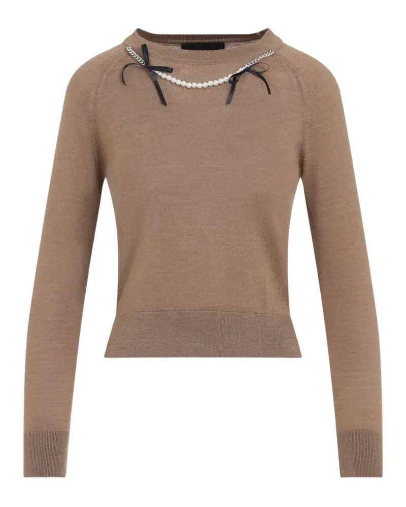 Simone Rocha embellished raglan-sleeve sweater - Braun Braun