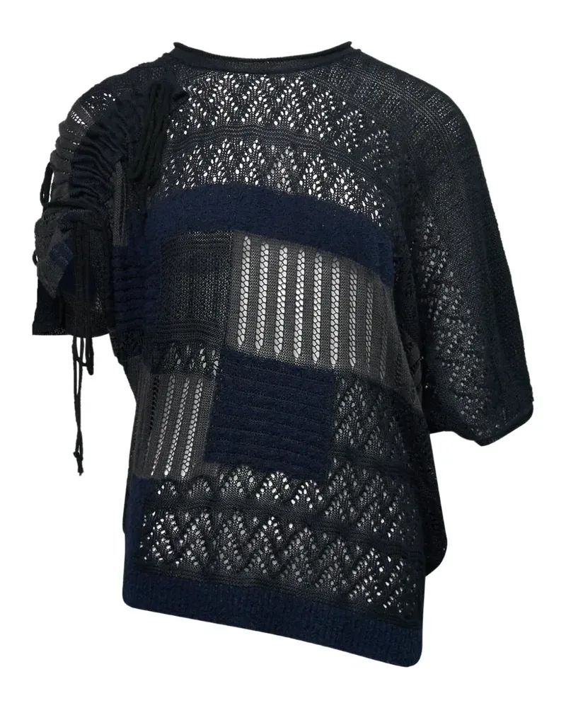 Yohji Yamamoto asymmetric gathered sweater - Schwarz Schwarz