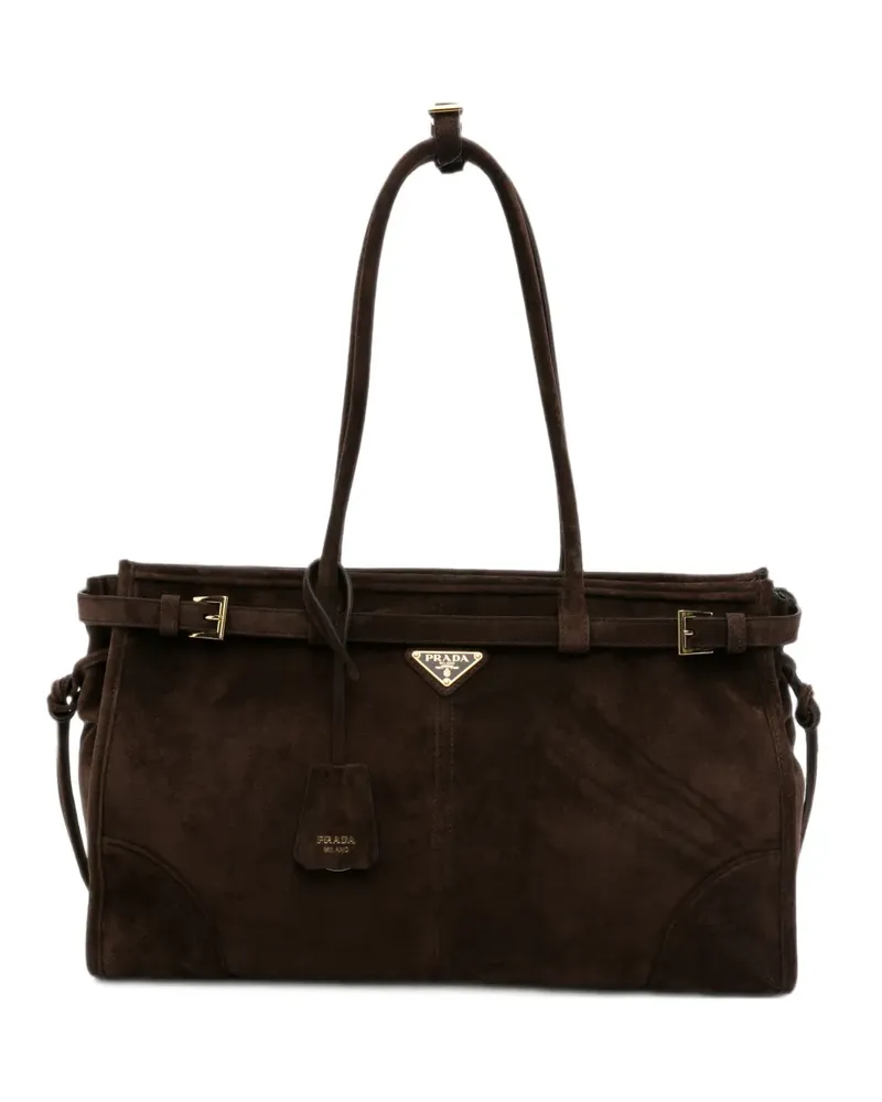 Prada Wildleder-Tote Bag mit Gürtel - Braun Braun