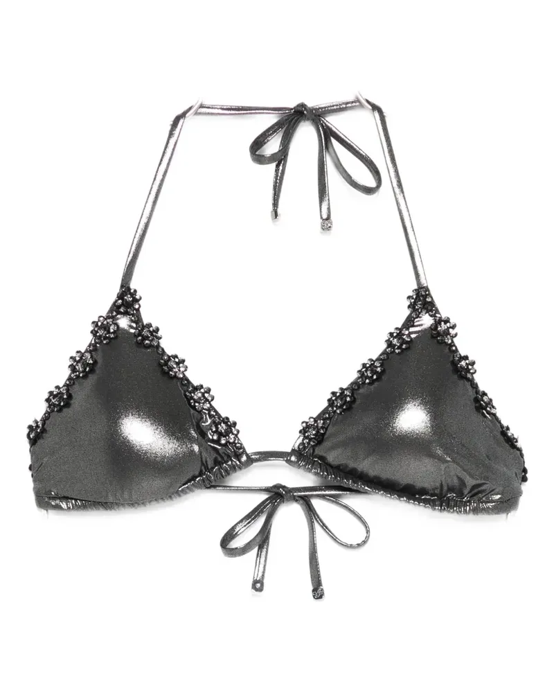 Agent Provocateur flower-embellished bikini top - Schwarz Schwarz