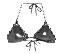 Bikinioberteil mit Blumendetail - Schwarz