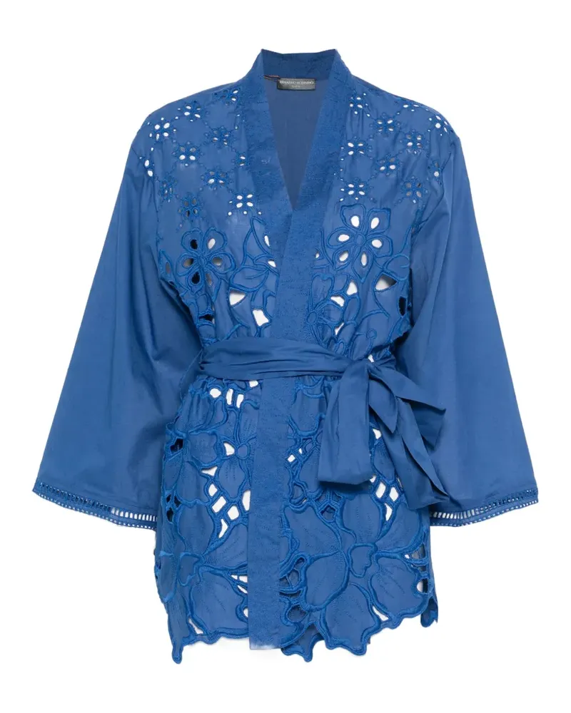 Ermanno Scervino broderie-anglaise belted coat - Blau Blau