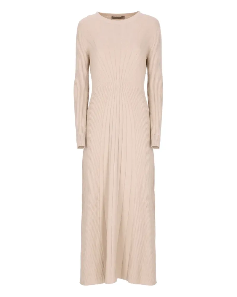 D.EXTERIOR round-neck long-sleeves midi dress - Nude Nude