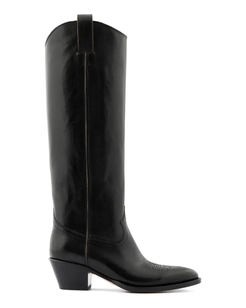 Buttero embroidered leather boots - Schwarz Schwarz