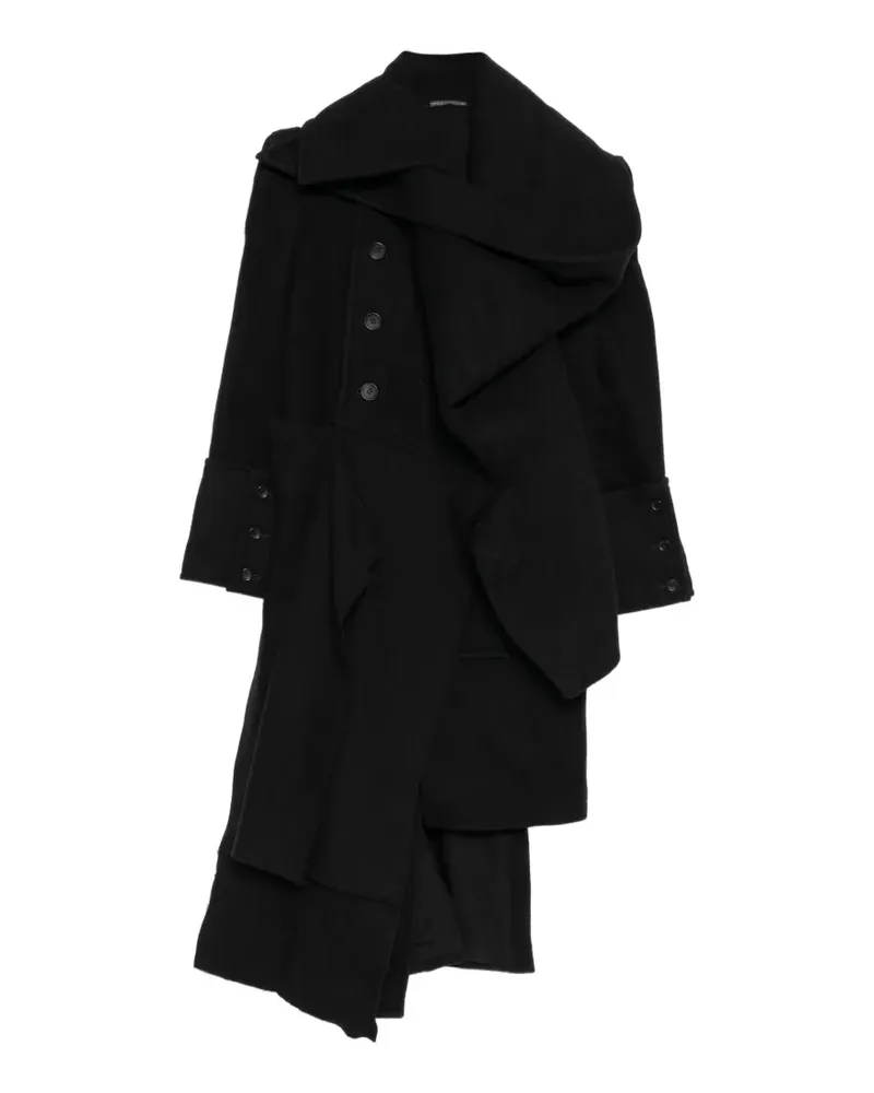 Yohji Yamamoto Mantel mit drapiertem Kragen - Schwarz Schwarz