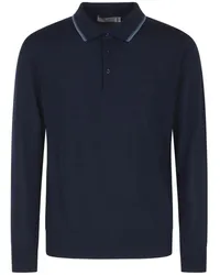 Canali Langärmeliges Poloshirt Blau