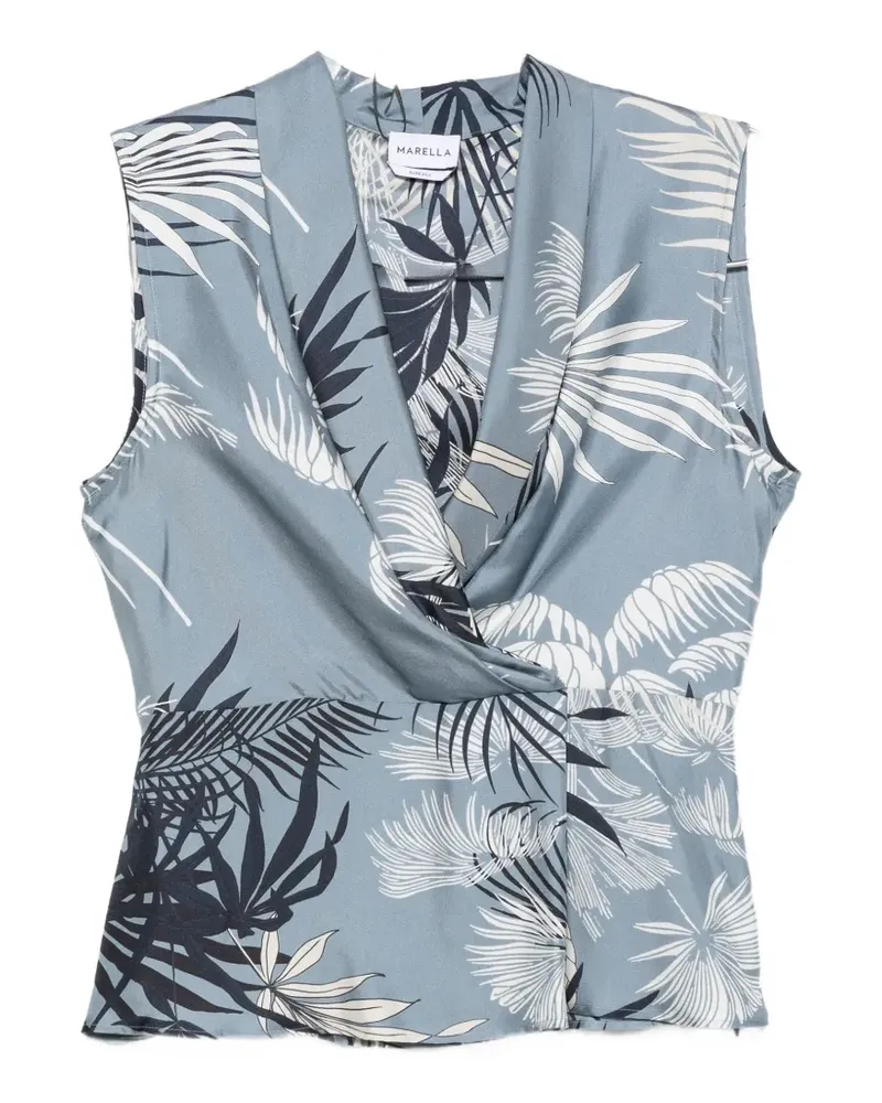 MARELLA leaf-print silk top - Blau Blau