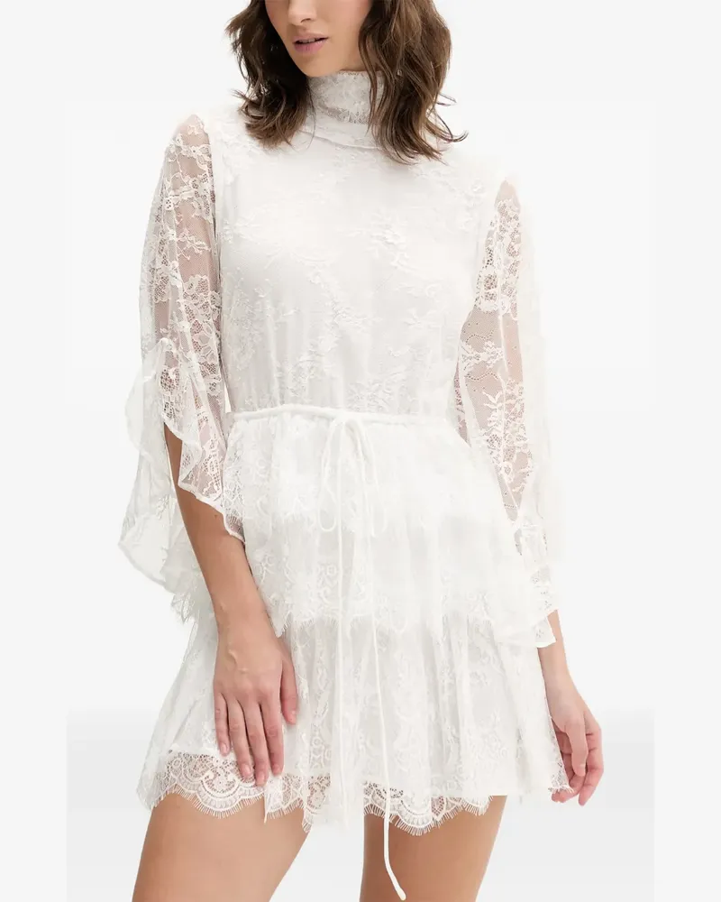 Bardot Minikleid mit Spitzeneinsätzen - Weiß Weiß