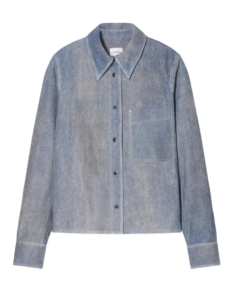 Closed press-stud leather jacket - Blau Blau