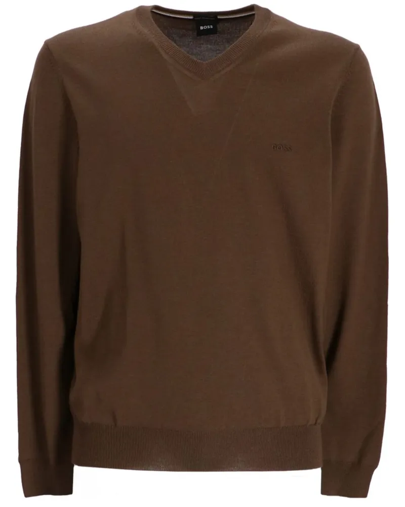 HUGO BOSS Pullover mit V-Ausschnitt - Braun Braun