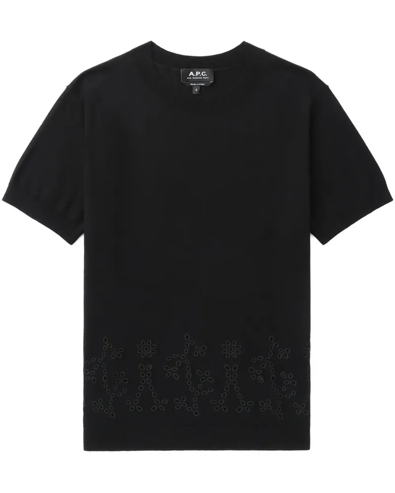 A.P.C. T-Shirt mit Stickerei - Schwarz Schwarz
