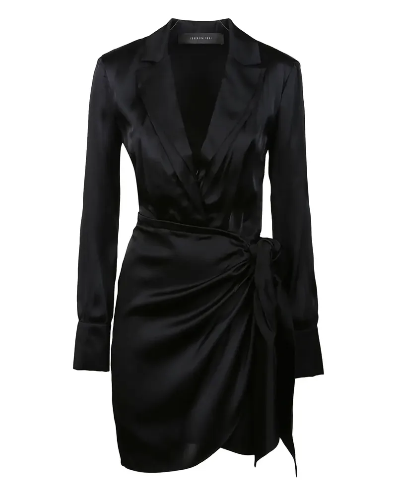 Federica Tosi wrap-effect satin dress - Schwarz Schwarz