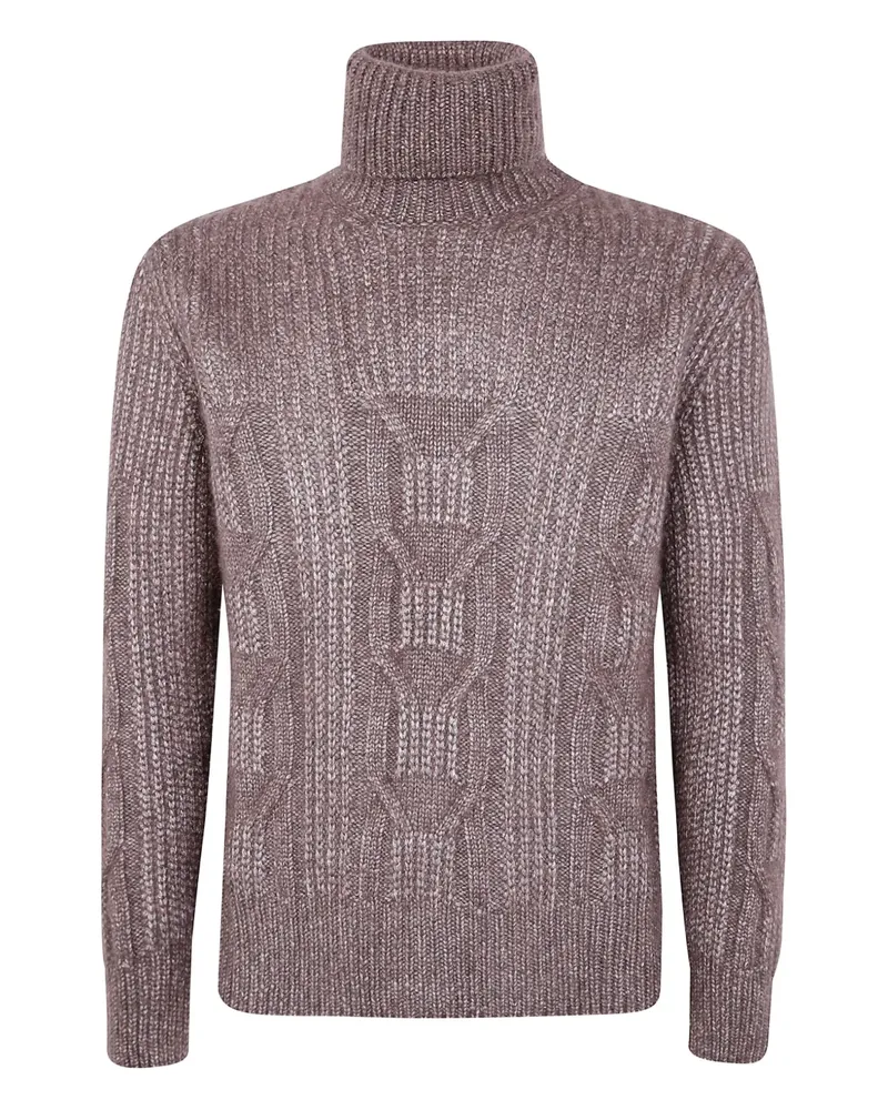 Ermenegildo Zegna Rollkragenpullover mit Zopfmuster - Braun Braun