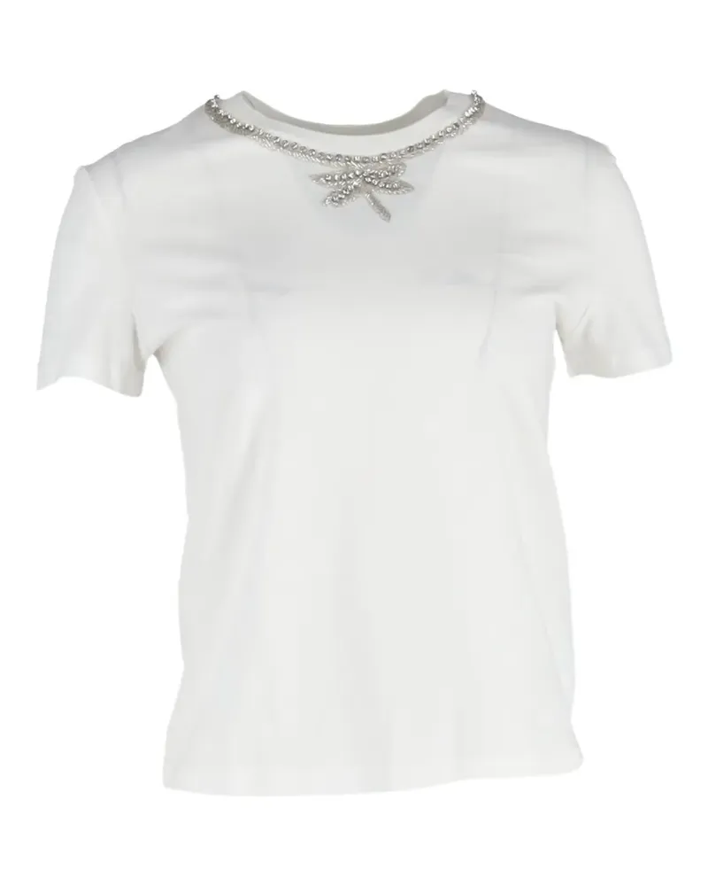 Maje embellished-neck T-shirt - Weiß Weiß