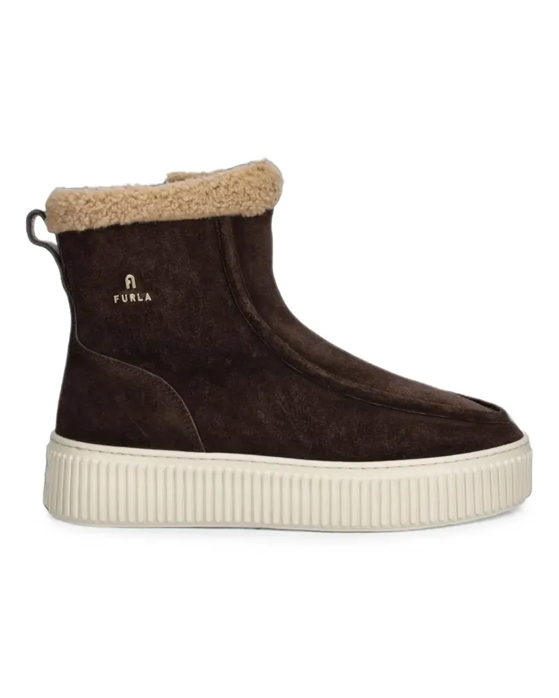 Furla Wildlederstiefel mit Shearling-Stiefel - Braun Braun