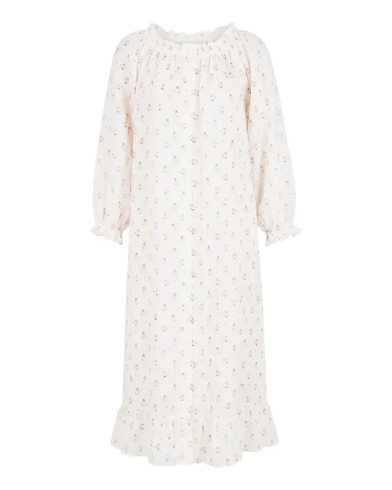 SLEEPER Nachthemd mit Blumenprint - Weiß Weiß