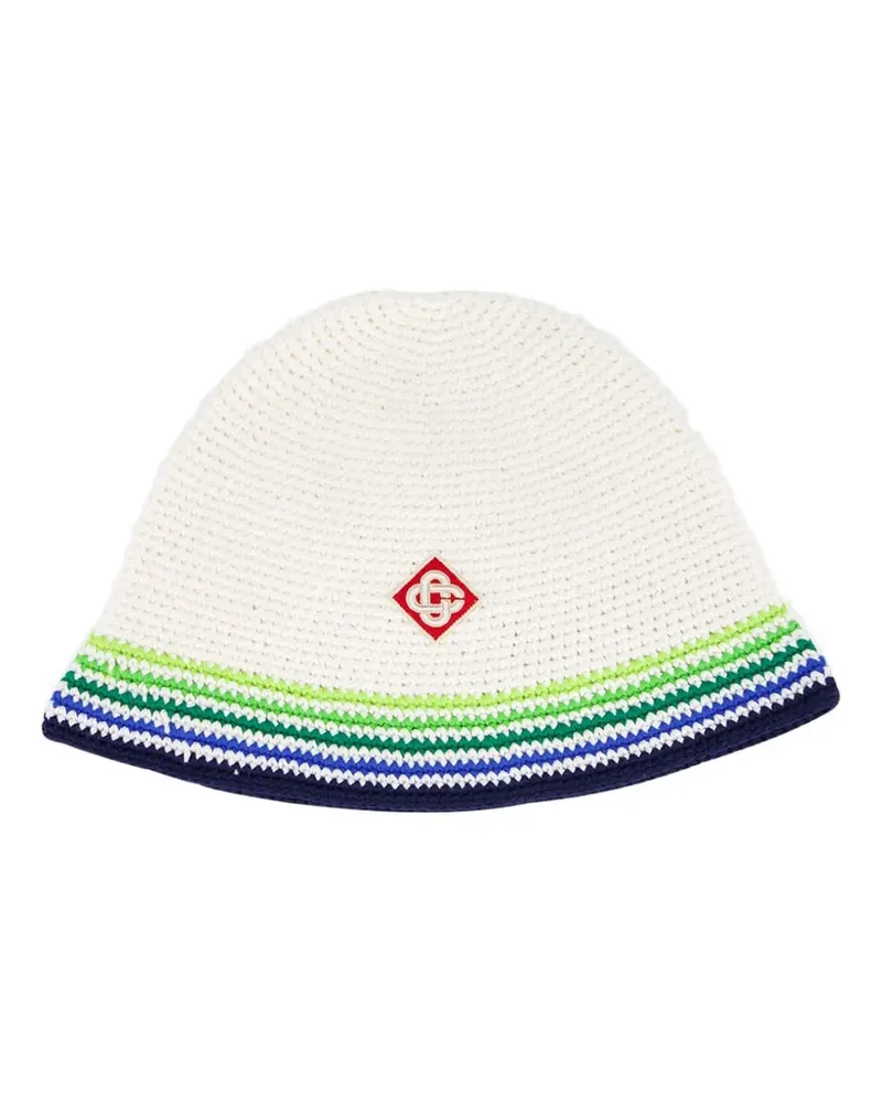 Casablanca Paris stripe crochet beanie hat - Weiß Weiß